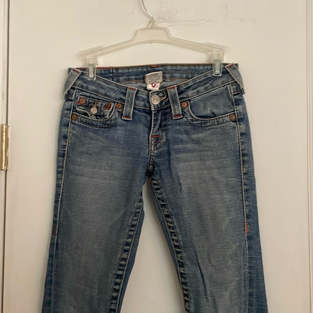 True Religion low rise blue boot cut jeans size 25